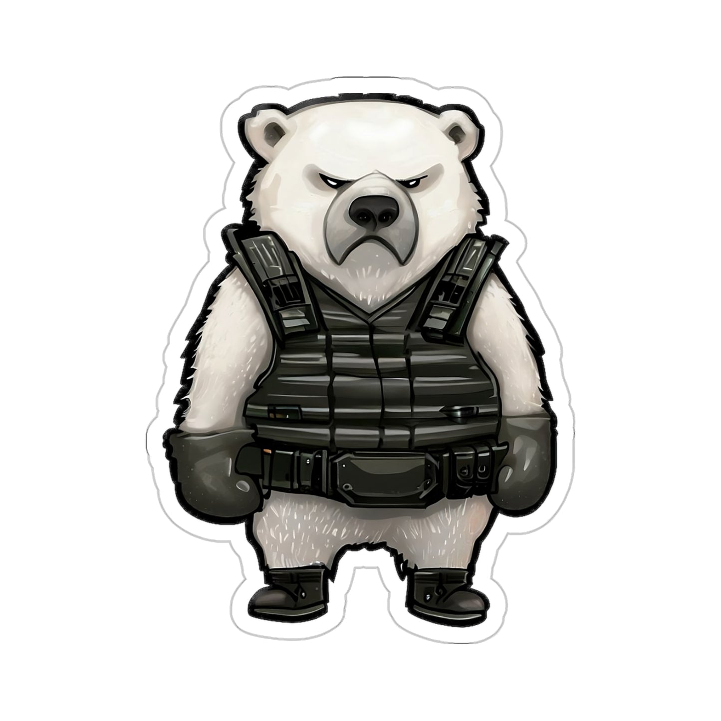 Arctic Guardian: Polar Bear with Body Armor Sticker!