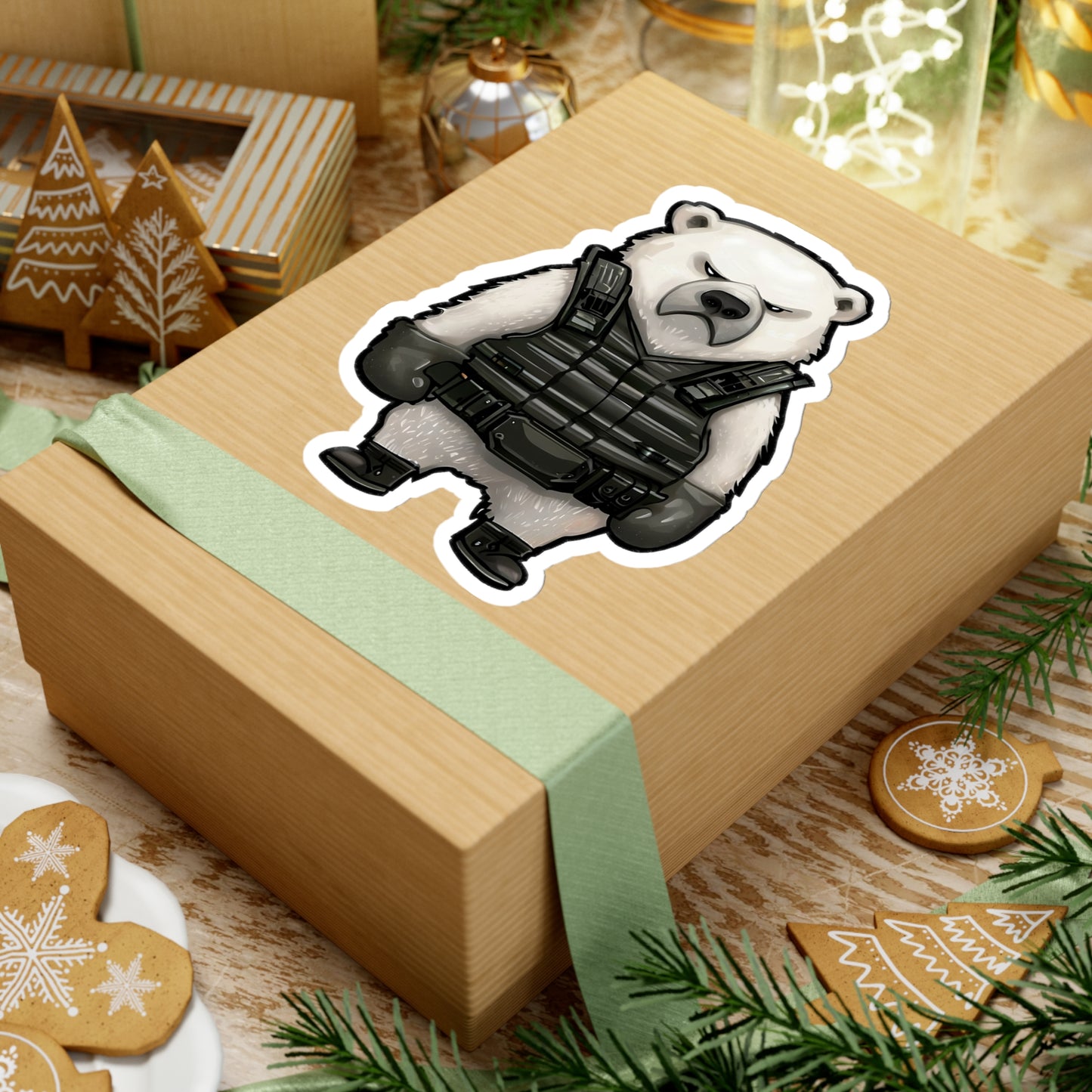 Arctic Guardian: Polar Bear with Body Armor Sticker!