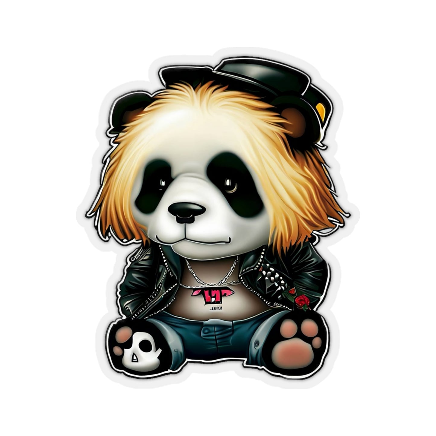 Amped-Up Panda: Rock N' Roll Sticker!