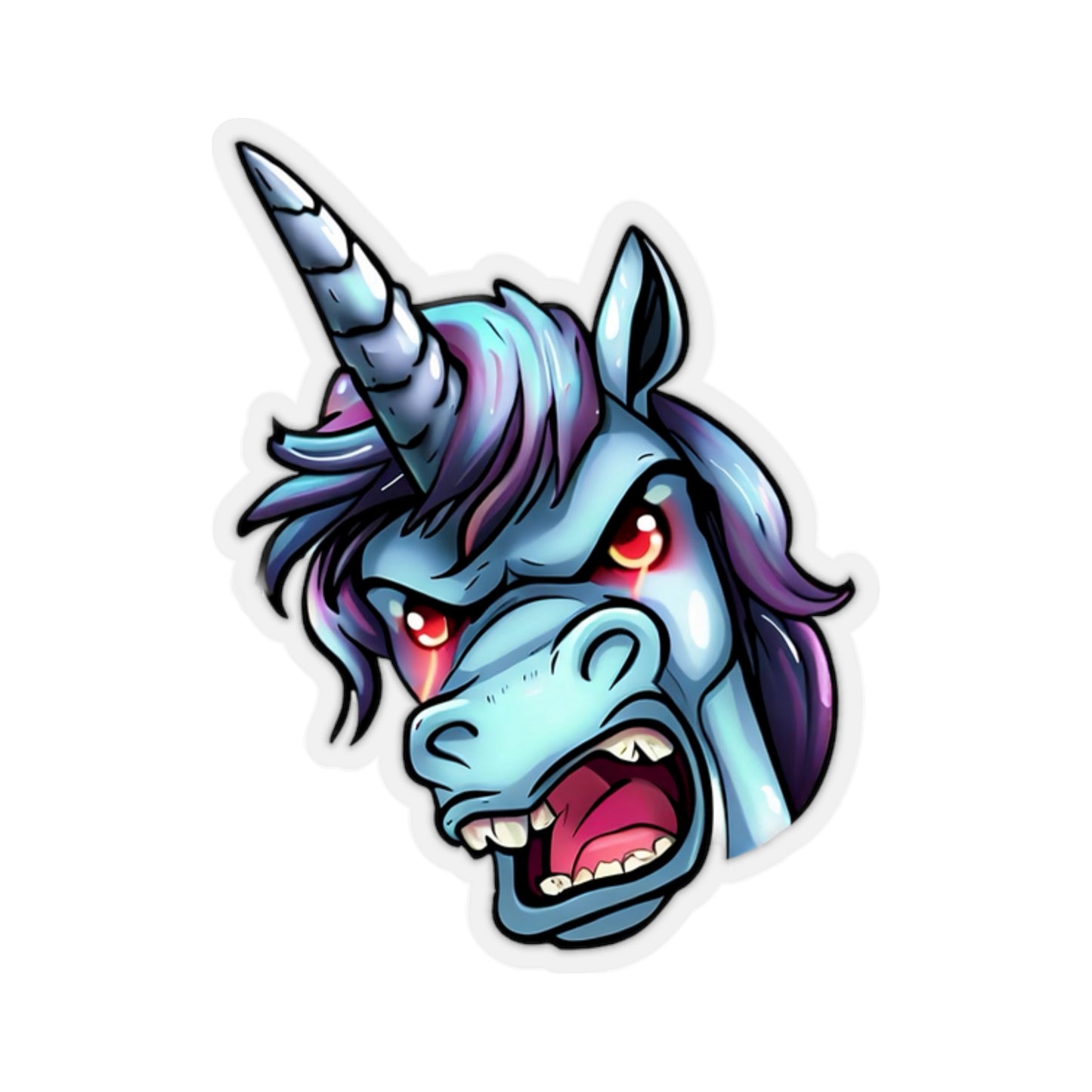 Cosmic Fury: Unleashing the Angry Unicorn Sticker Magic!