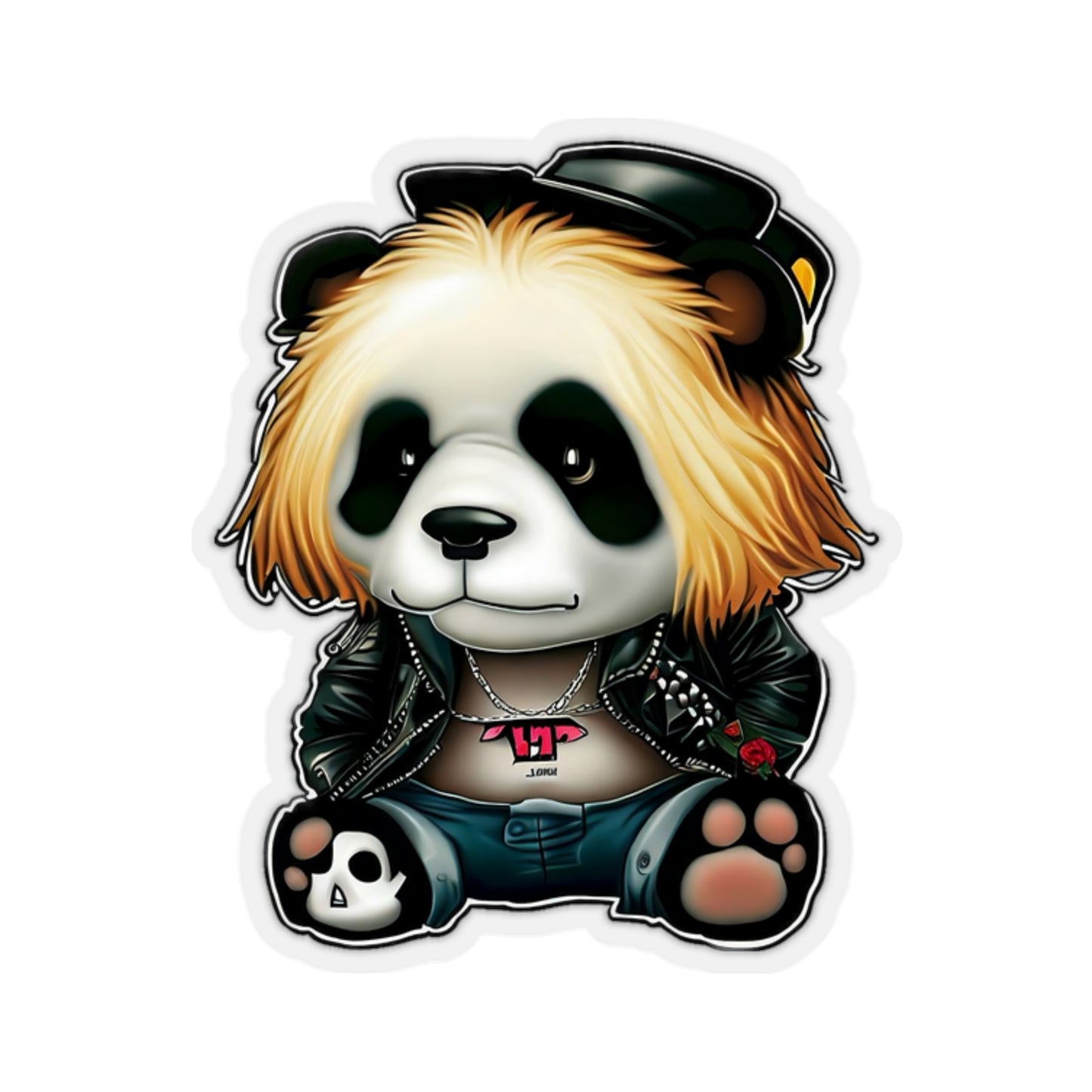 Amped-Up Panda: Rock N' Roll Sticker!