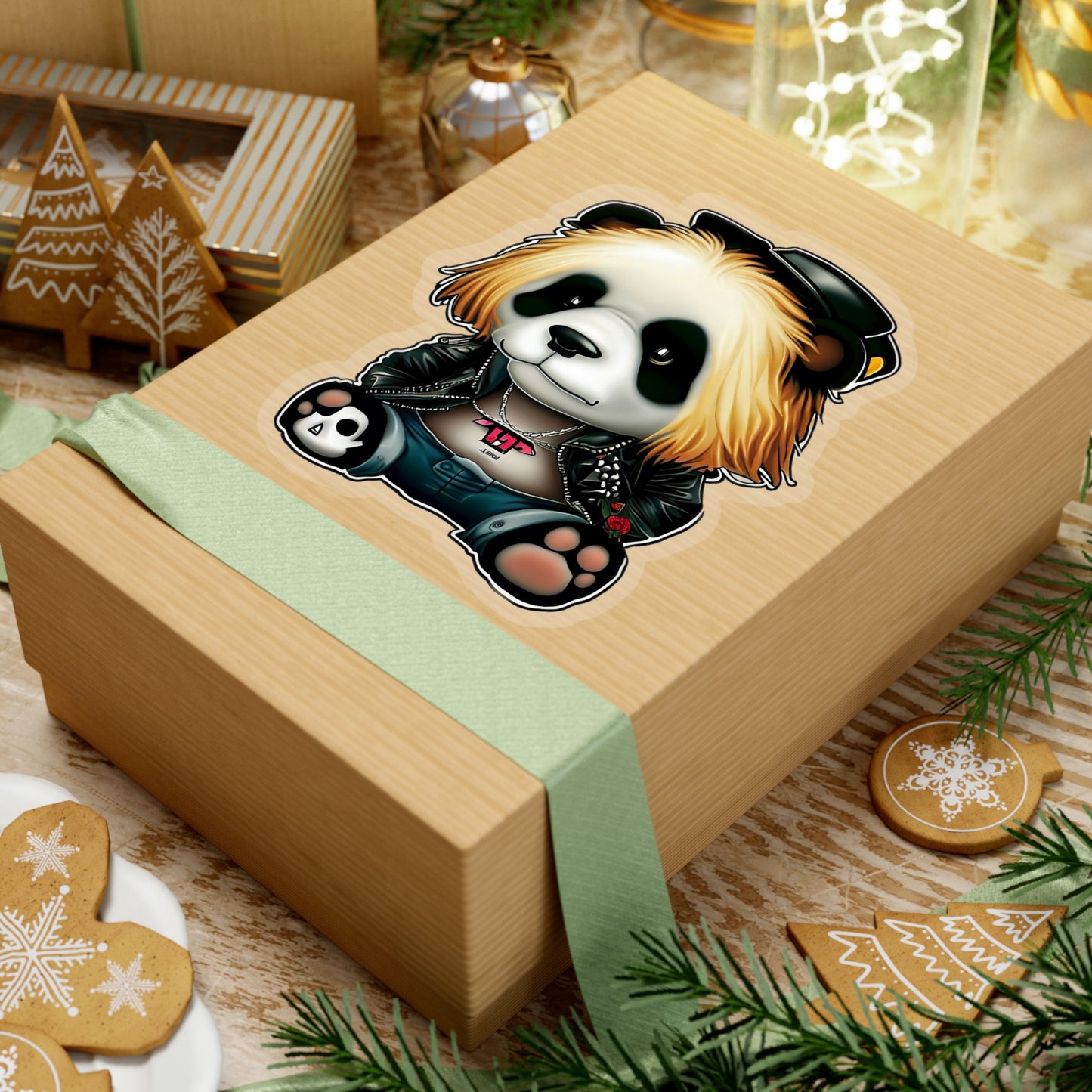 Amped-Up Panda: Rock N' Roll Sticker!