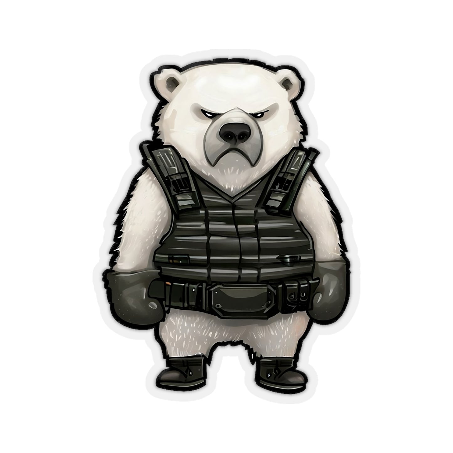 Arctic Guardian: Polar Bear with Body Armor Sticker!